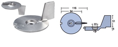 Anodo a Pinna Serie Mercury 25 Hp